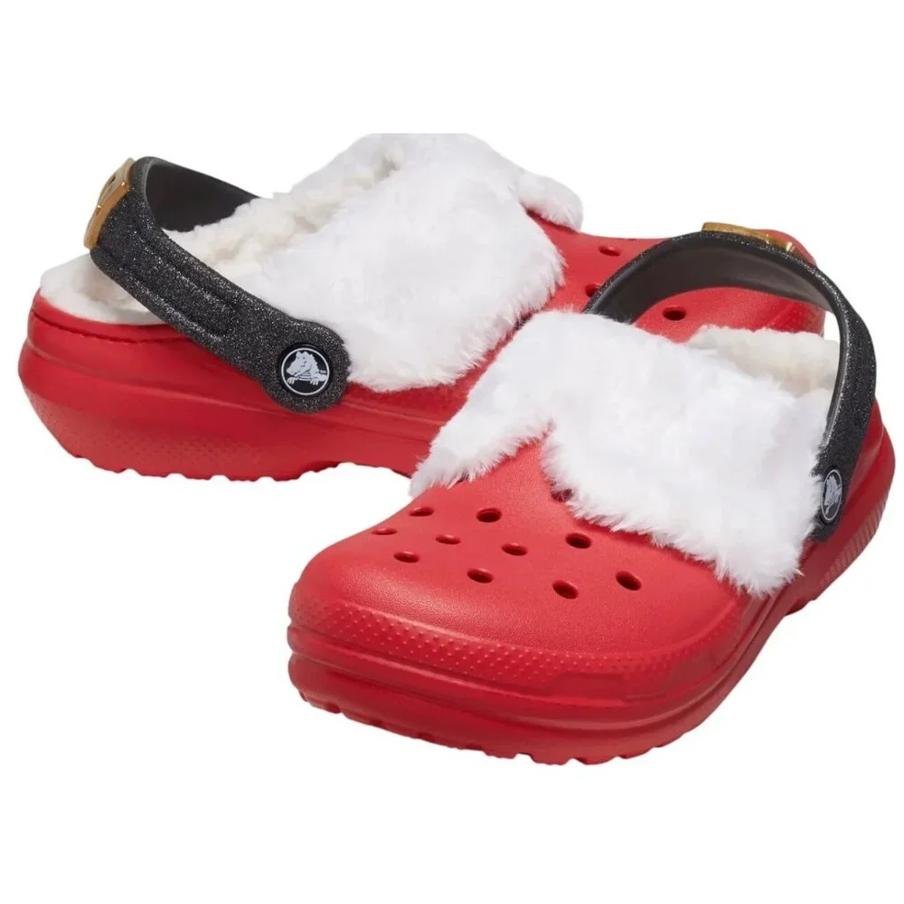 Crocs Classic Lined Santa Clogs Red Toddler Size 9 Kids Christmas Shoes